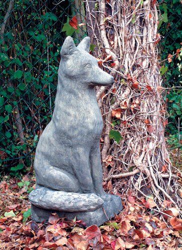 large fox dog stone garden statue