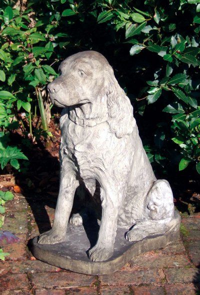 spaniel pup dog stone garden statue
