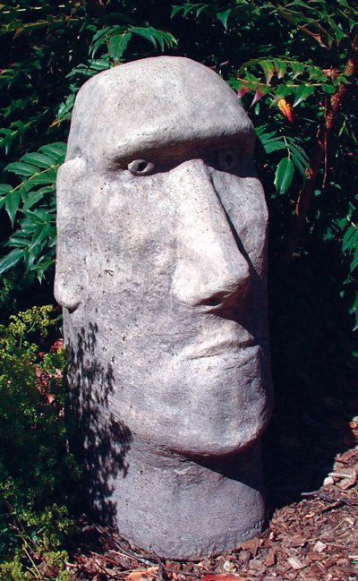 stone garden statue moai head