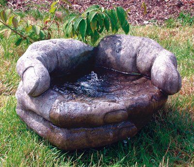 stone garden statue cupped hands fountain