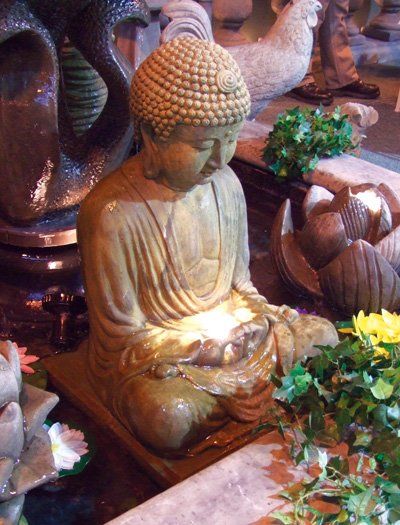stone garden statue meditating buddha fountain