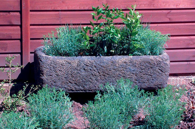 stone garden statue rustic trough