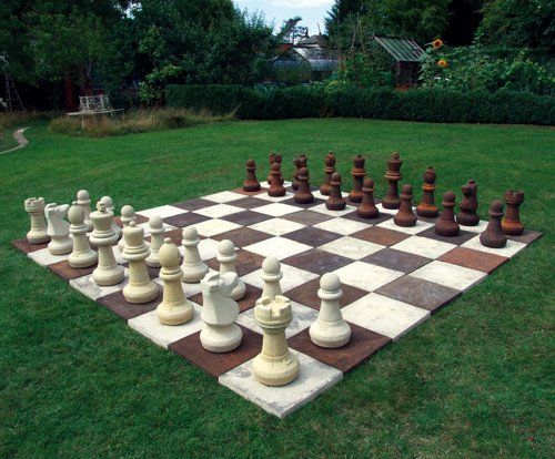 stone garden statue chess set