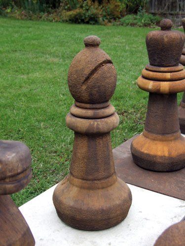 stone garden statue bishop rust chess