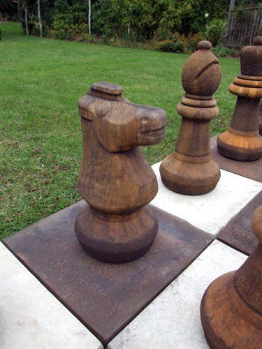 stone garden statue knight rust chess