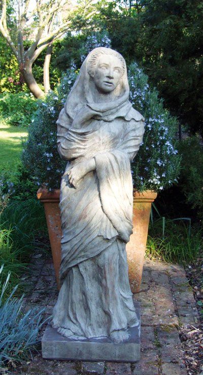 stone garden statue the draped lady