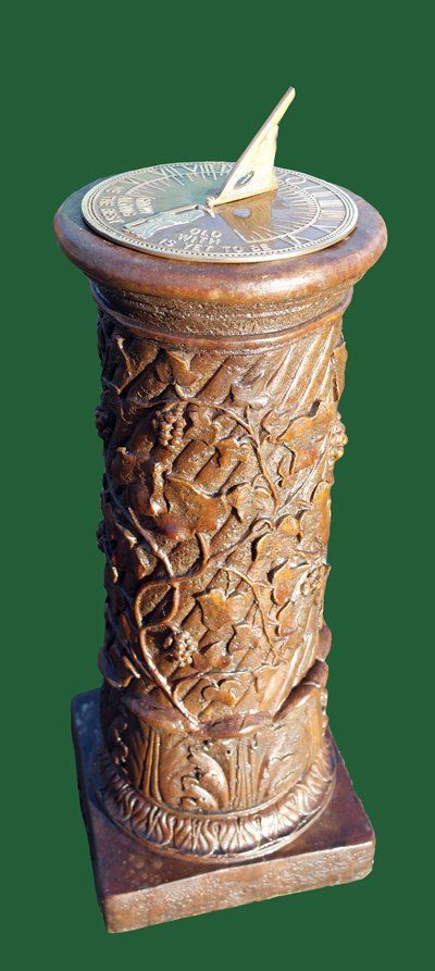 stone garden statue vine aged brass sundial