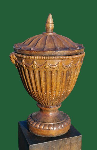 stone garden statue olympic urn with lid