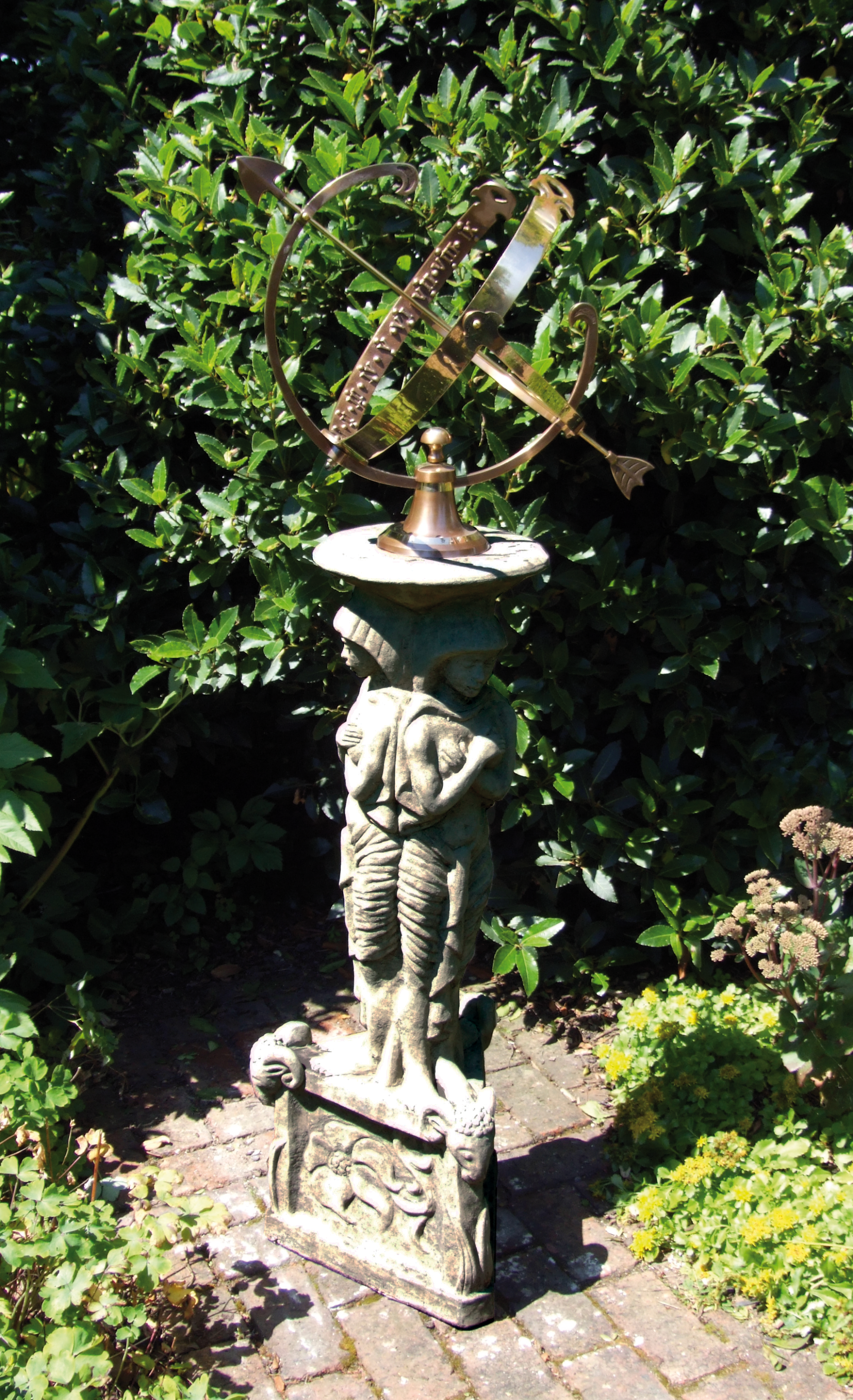 egyptian armillary sundial stone garden statue