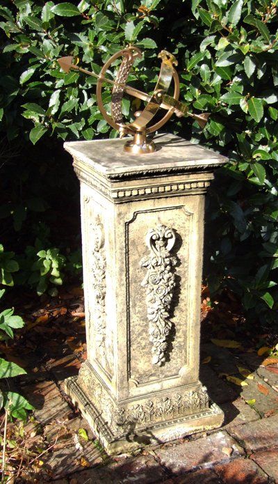 stone garden statue floral medium armillary