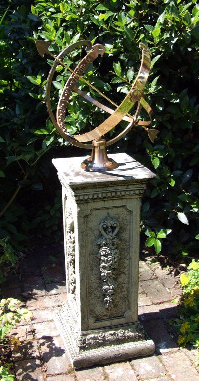 stone garden statue floral large armillary