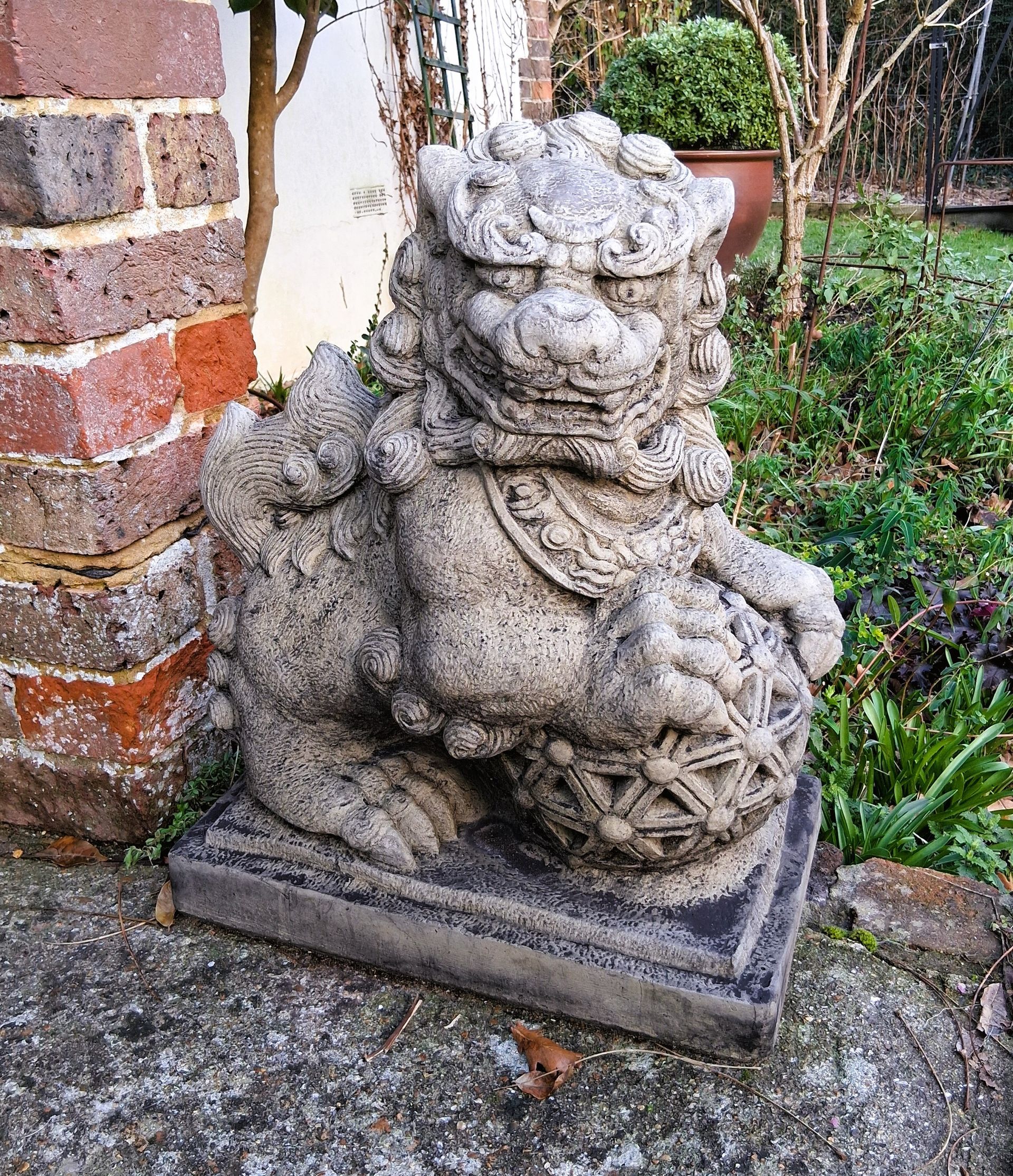 foo dog lion mythical eastern chinese stone garden statue