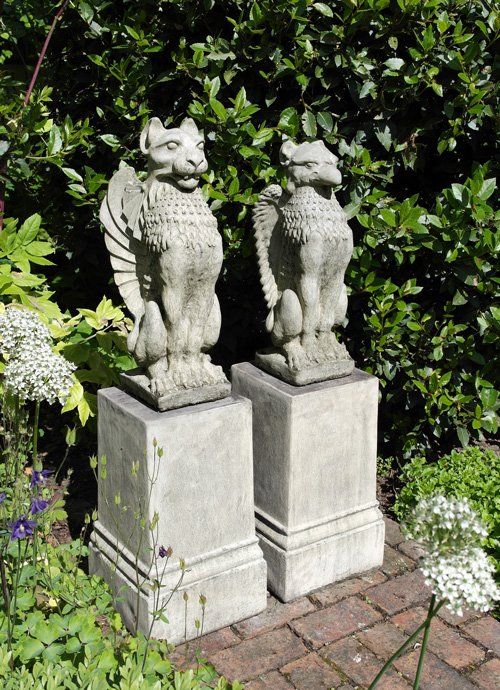 stone garden statue upright lion upright griffin