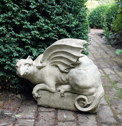 stone garden statue griffin left