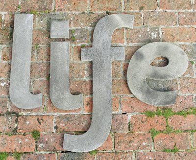 stone garden statue letters life l i f e