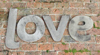 stone garden statue letters love l o v e