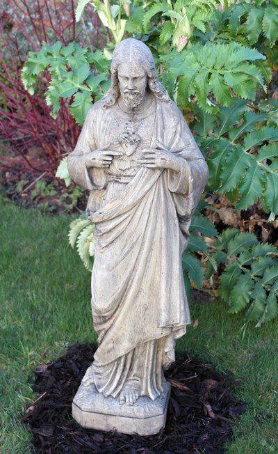 sacred heart jesus stone garden statue