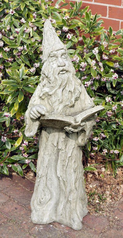 stone garden statue merlin wizard