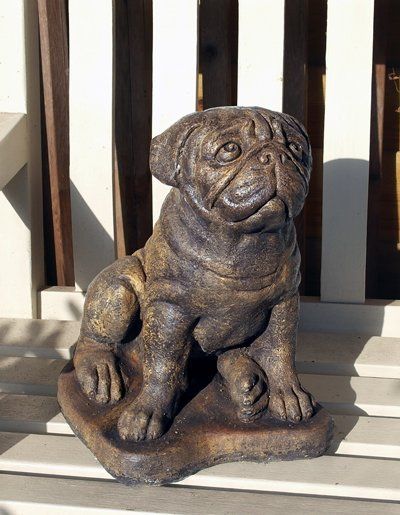 stone garden statue large pug