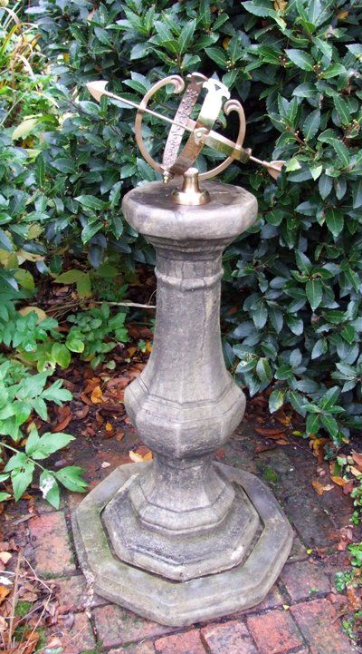 stone garden statue pedestal medium armillary