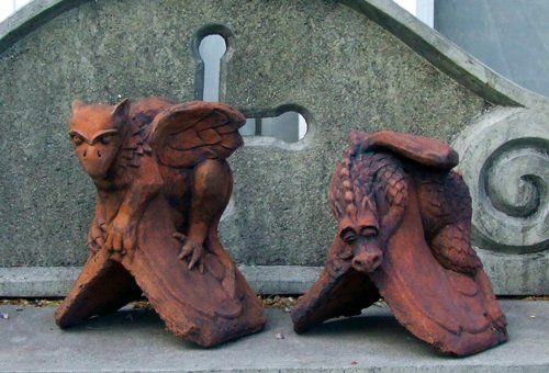 stone garden statue griffin baby dragon