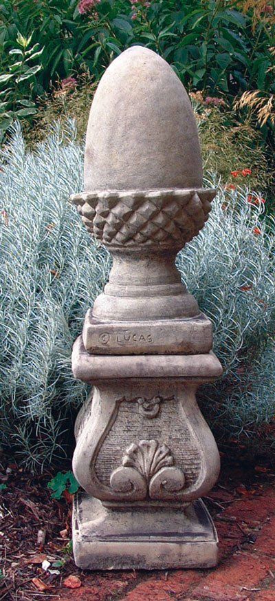stone garden statue scroll plinth