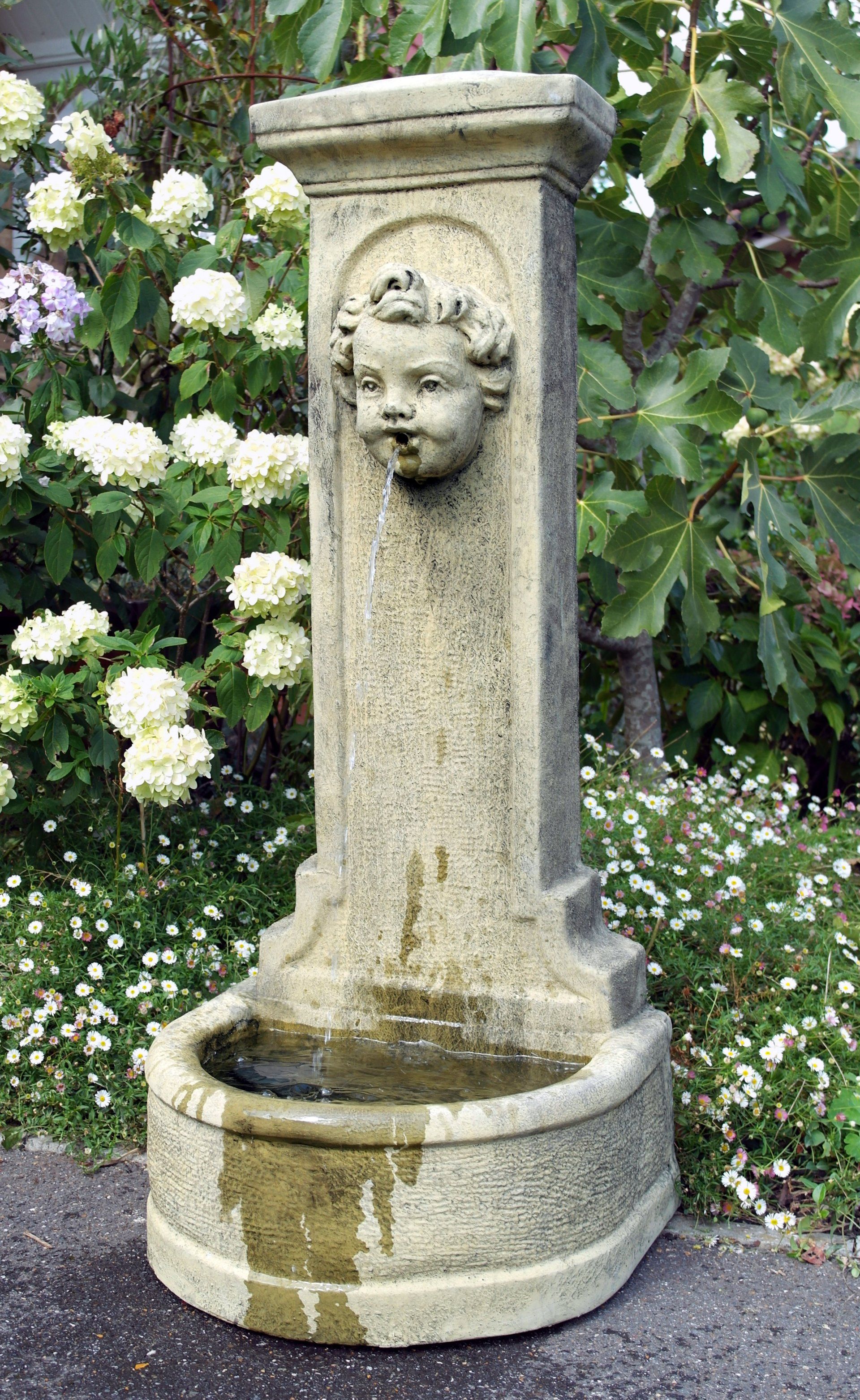 cherub upright fountain garden statue