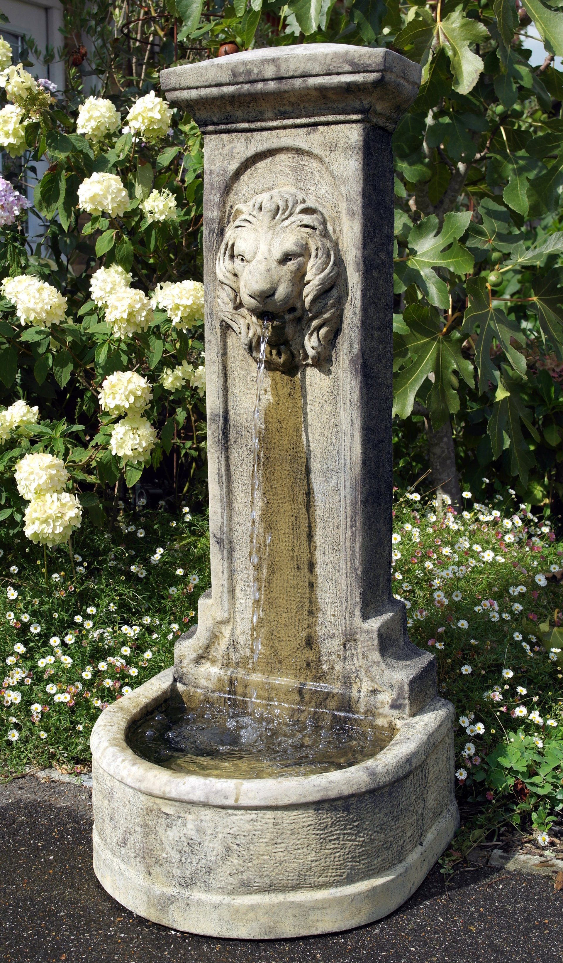 lion upright fountain stone garden statue