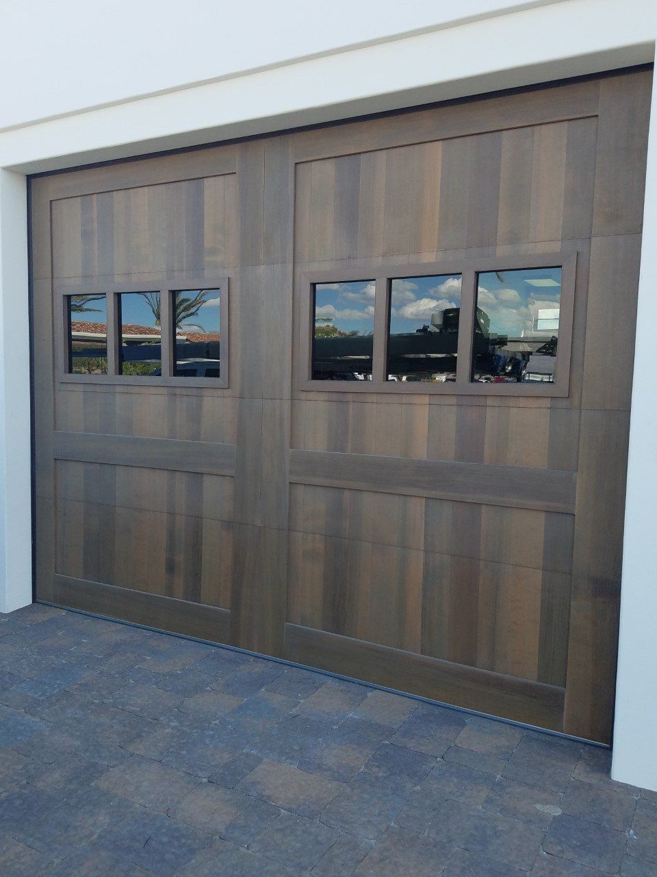 Garage door with windows