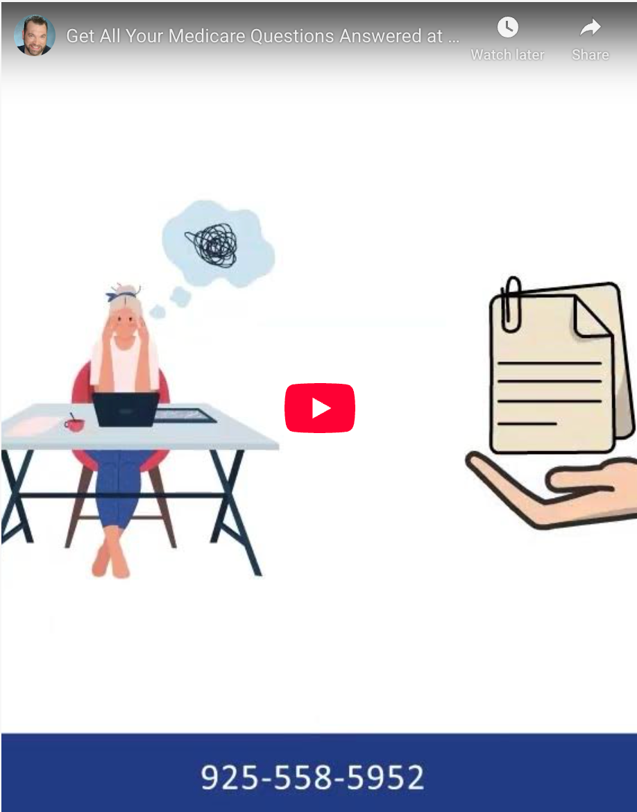 Woman stressed at desk, thought bubble of chaos, and hand holding paperwork. YouTube play button.