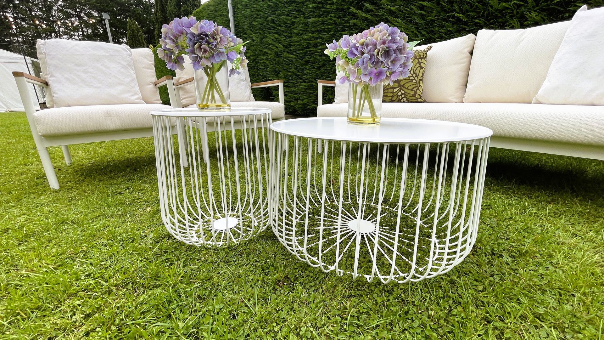 A wooden table with a basket on top of it in a living room