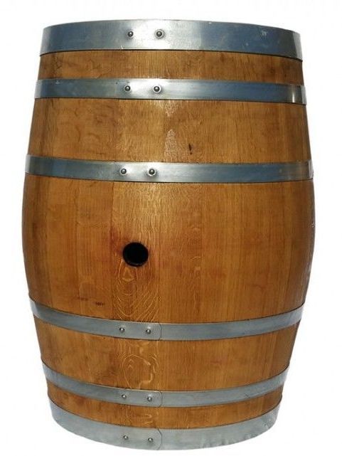 A wooden barrel with a hole in the middle