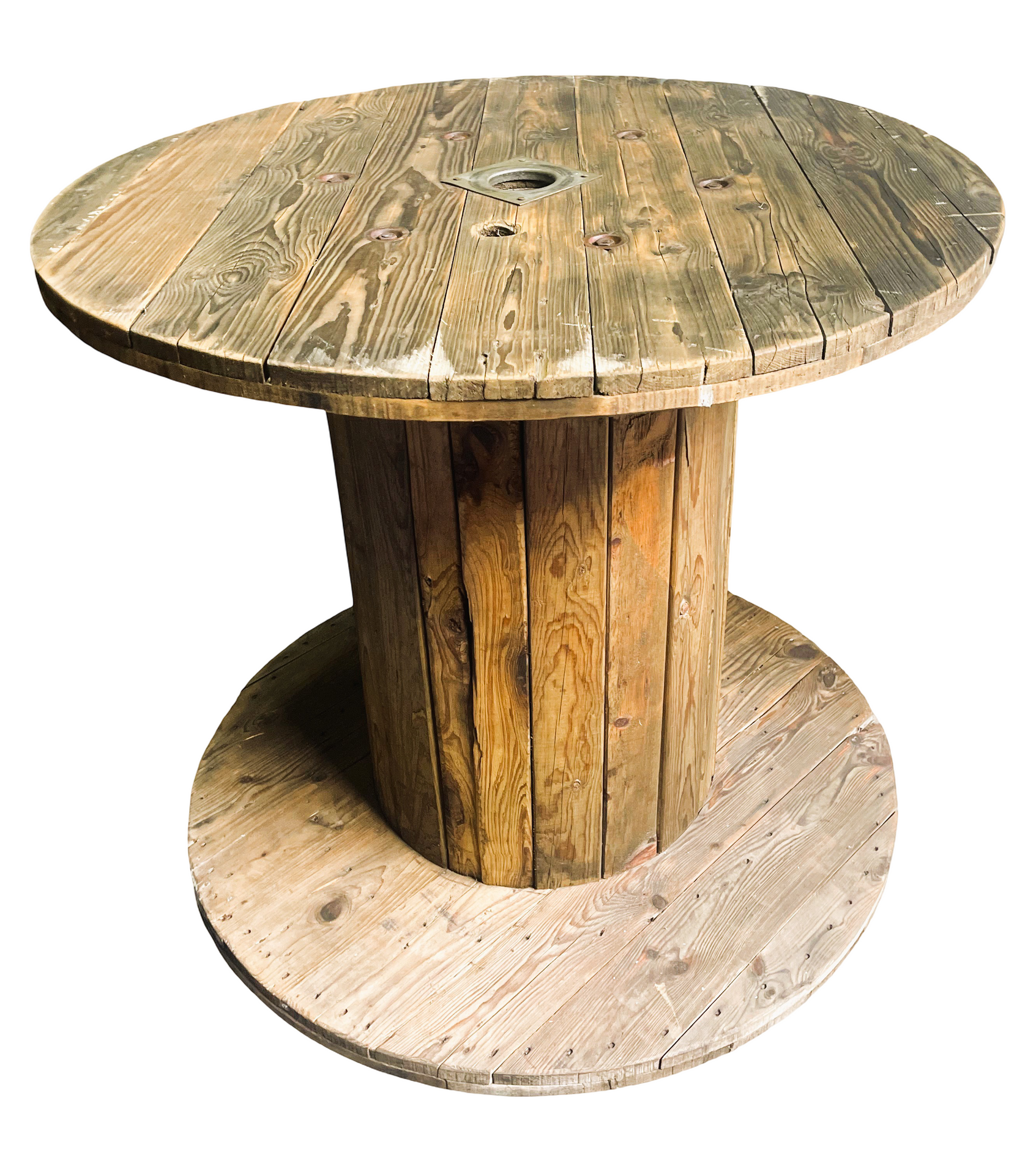 A white table with a white cover on it on a white background.