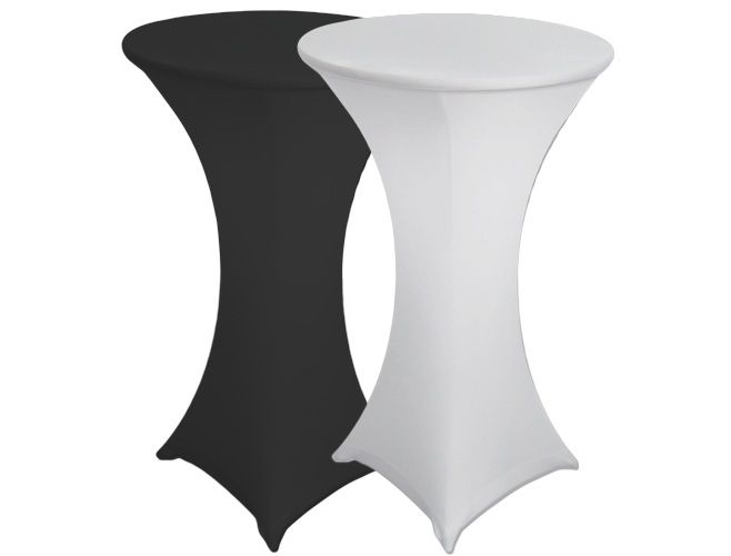 A black table with a black cover on it