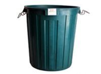 A green trash can with two handles on a white background.