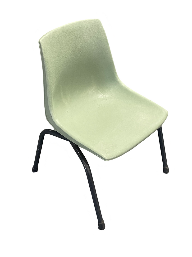 A white chair with black legs on a white background