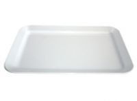 A white plastic tray on a white background.