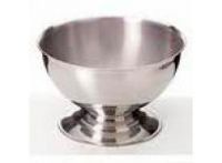 A stainless steel egg cup on a white background.