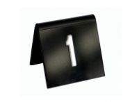 A black table number with the number 1 on it.