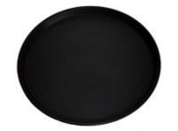 A black tray with a black rim on a white background.