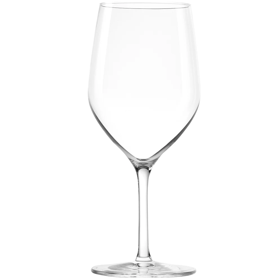 An empty wine glass on a white background.
