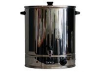 A stainless steel pot with a handle and a lid on a white background.