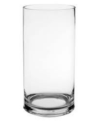 A clear glass vase on a white background.