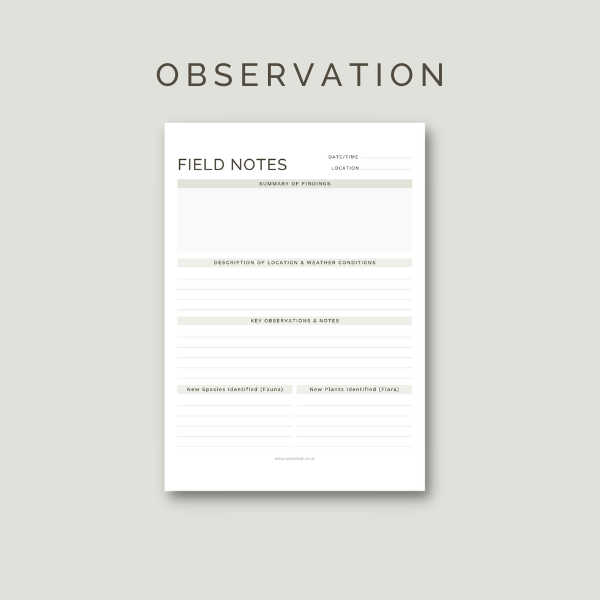 FREE Download - Field Trip Planner and Observation Notes by Spiral Leaf