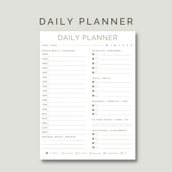 Daily Planner (Free PDF Download) by Sue Cartwright, Spiral Leaf