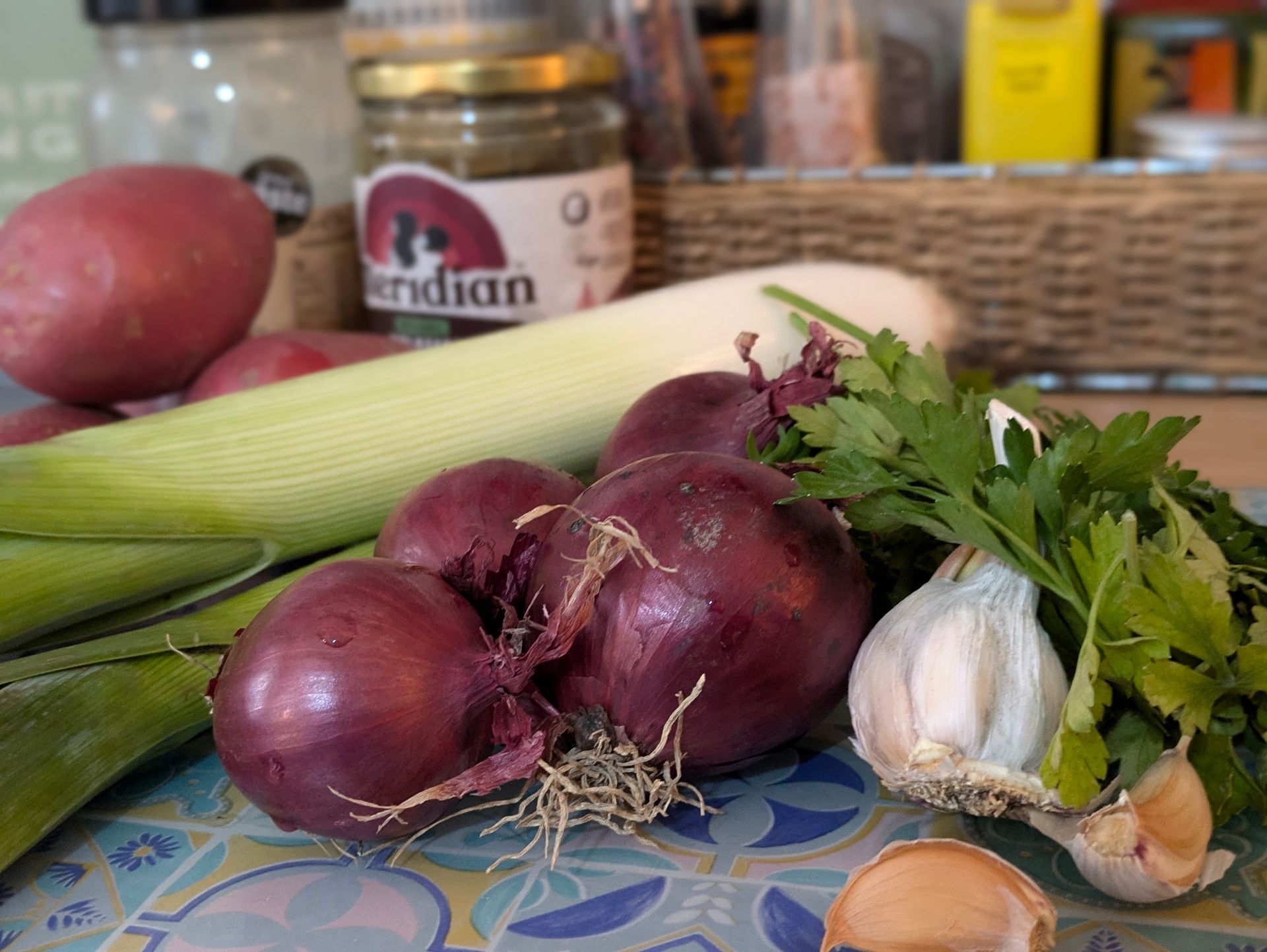 Deliciously Tasty Red Potato, Leek and Onion Pie by Sue Cartwright, Spiral Leaf