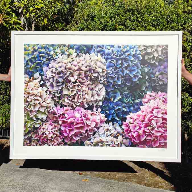 A Person is Holding a Large Framed — Gold Coast Printing & Framing in Burleigh Heads, QLD