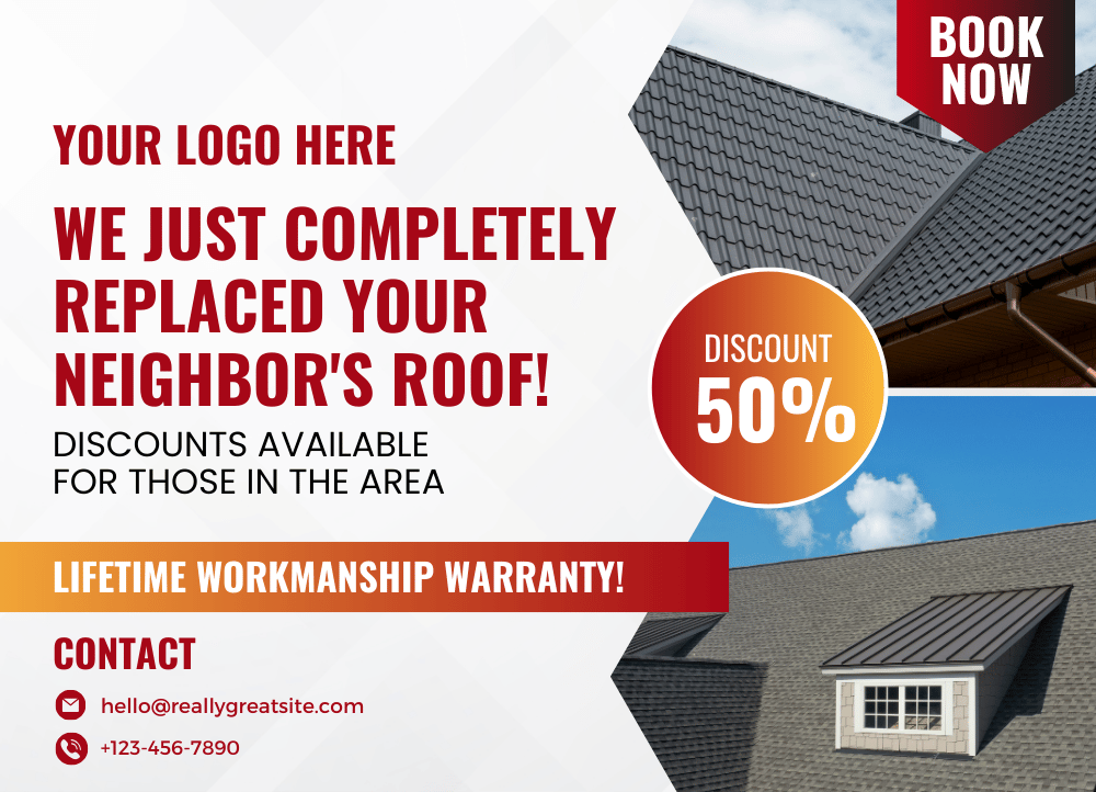 Free Editable Job Closed - Roofer Postcard by CinchLocal.com