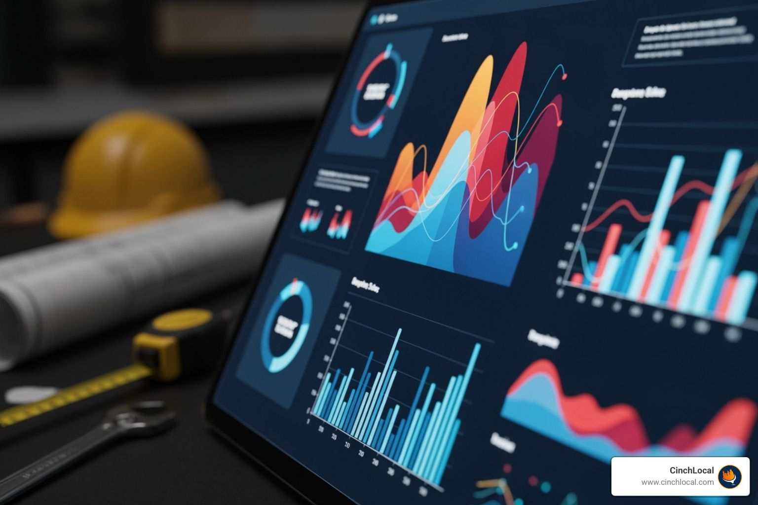 Screenshot of a keyword research tool dashboard showing search volume and difficulty metrics for contractor-related keywords - keyword research for contractors