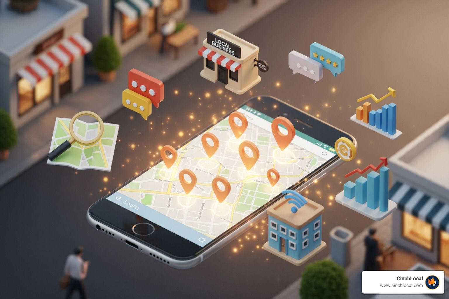 Diagram illustrating CinchLocal Footprint Expansion System for commercial roofing authority